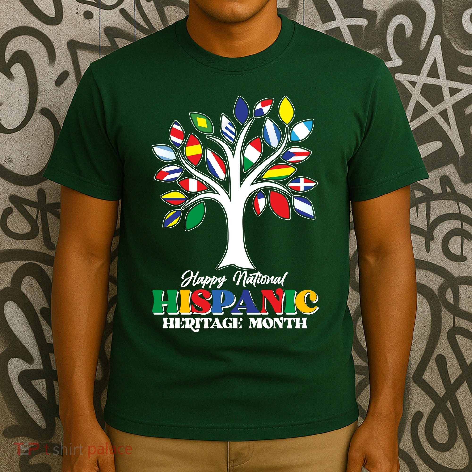 Happy National Hispanic Heritage Month Flag Tree T-Shirt