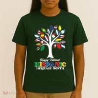 Happy National Hispanic Heritage Month Flag Tree T-Shirt thumb 4