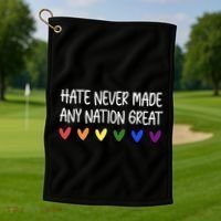 Hate Never Made Any Nation Great Equality Golf Towel thumb 1