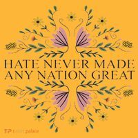 Hate Never Made Any Nation Great Political Boho Floral Pom Pom 12in Knit Beanie thumb 2