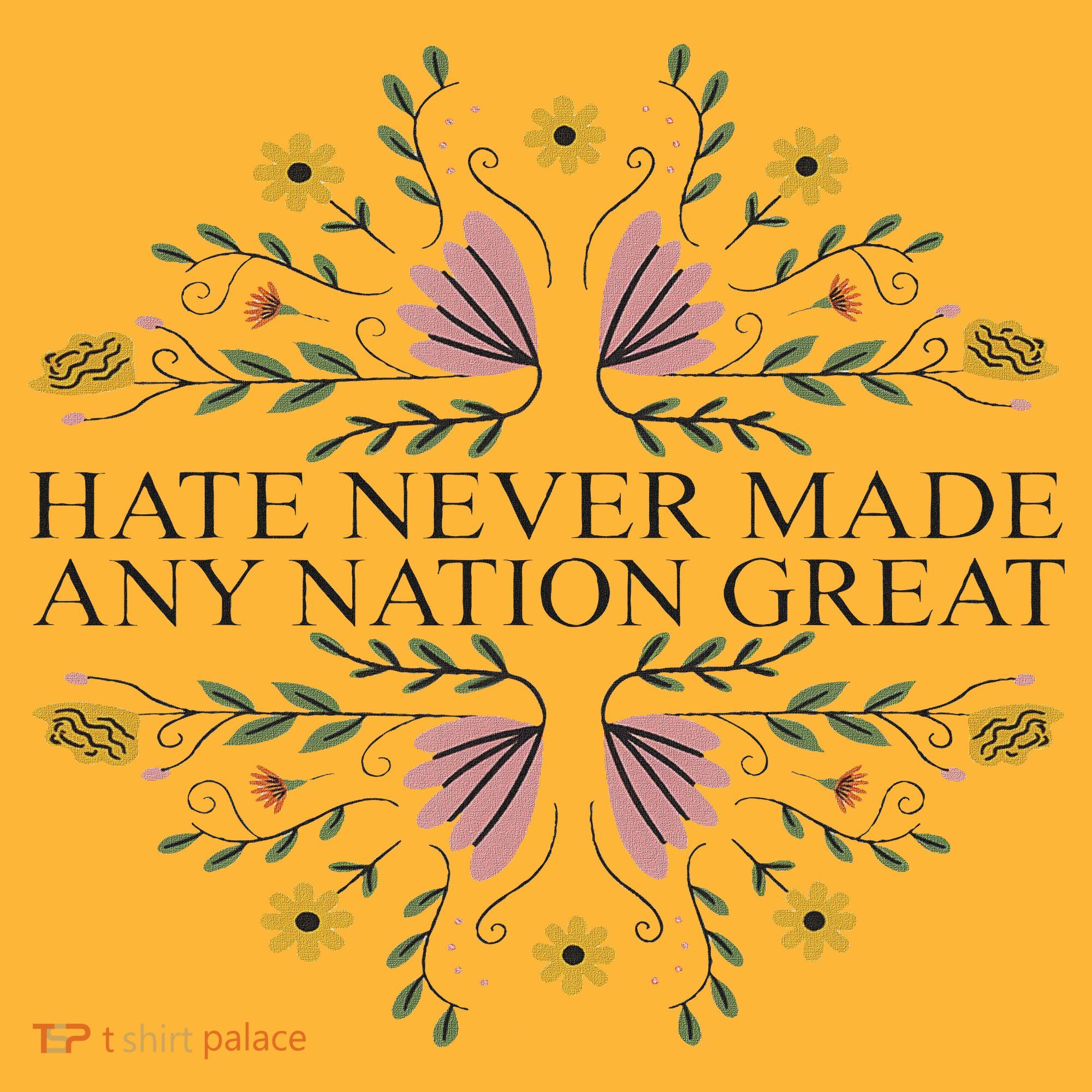 Hate Never Made Any Nation Great Political Boho Floral Pom Pom 12in Knit Beanie