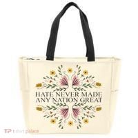 Hate Never Made Any Nation Great Political Boho Floral Tote Bag thumb 0