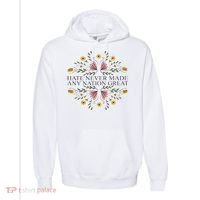 Hate Never Made Any Nation Great Political Boho Floral Comfort Colors Garment-Dyed Hooded Sweatshirt thumb 0
