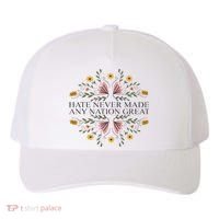 Hate Never Made Any Nation Great Political Boho Floral Yupoong Adult 5-Panel Trucker Hat thumb 0
