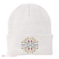 Hate Never Made Any Nation Great Political Boho Floral Beanie thumb 0