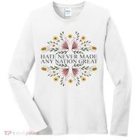 Hate Never Made Any Nation Great Political Boho Floral Women's Long Sleeve Shirt thumb 0