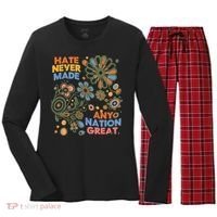 Hate Never Made Any Nation Great Resist Protest Resistance Women's Long Sleeve Flannel Pajama Set  thumb 0