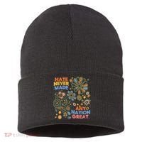 Hate Never Made Any Nation Great Resist Protest Resistance Sustainable Knit Beanie thumb 0