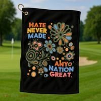 Hate Never Made Any Nation Great Resist Protest Resistance Golf Towel thumb 1