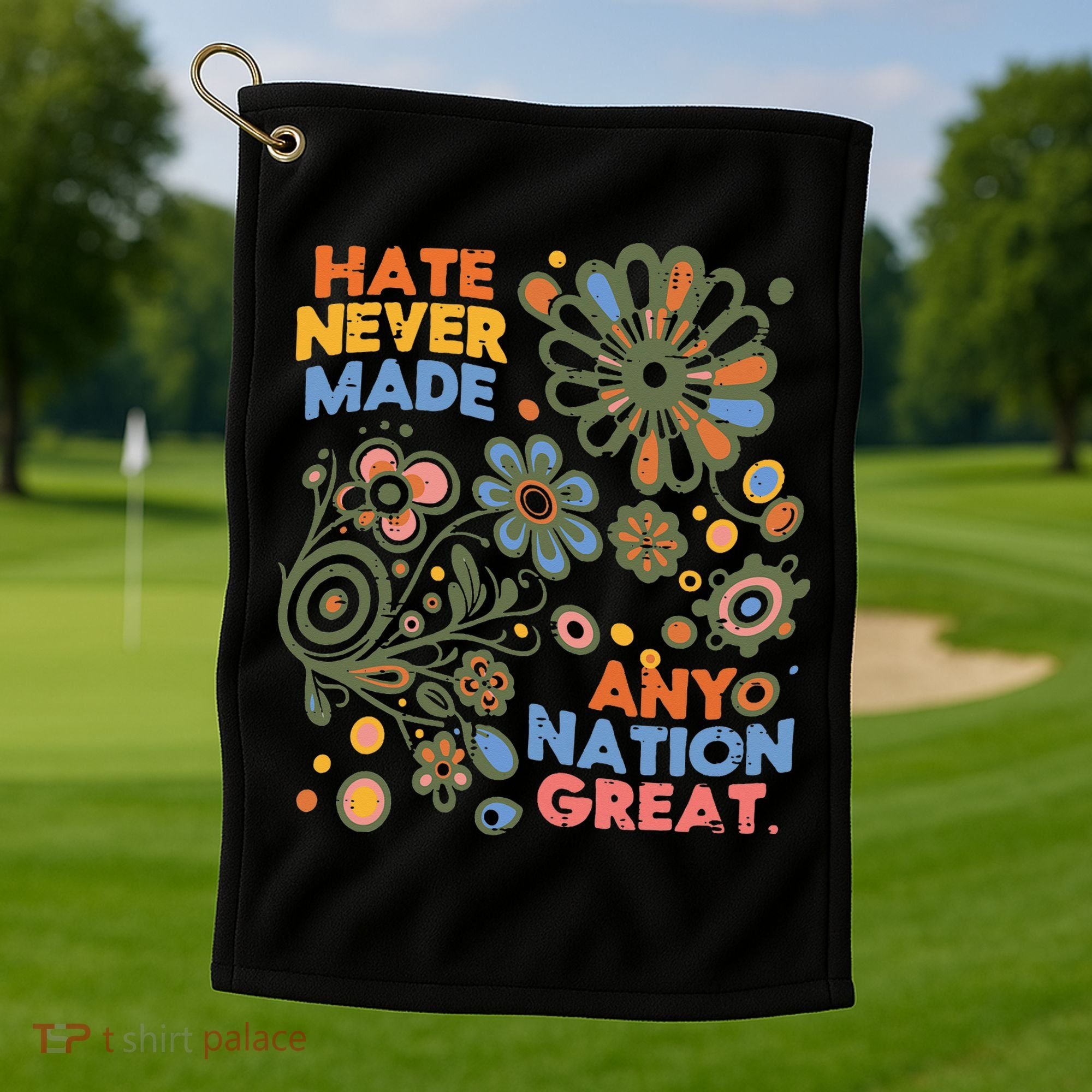 Hate Never Made Any Nation Great Resist Protest Resistance Golf Towel