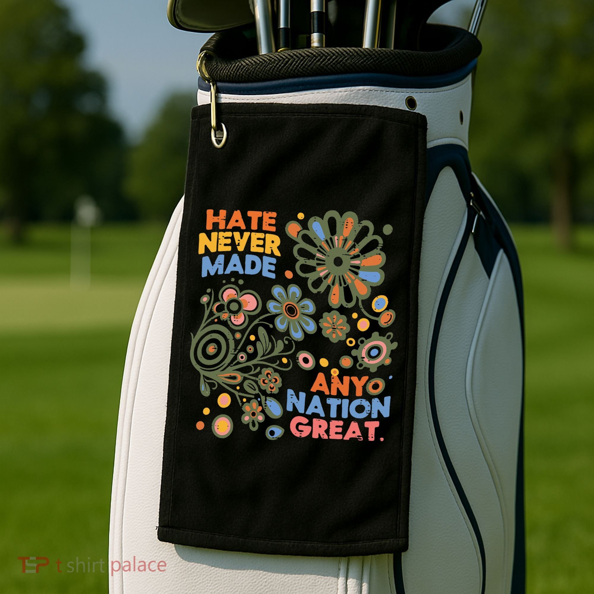 Hate Never Made Any Nation Great Resist Protest Resistance Golf Towel