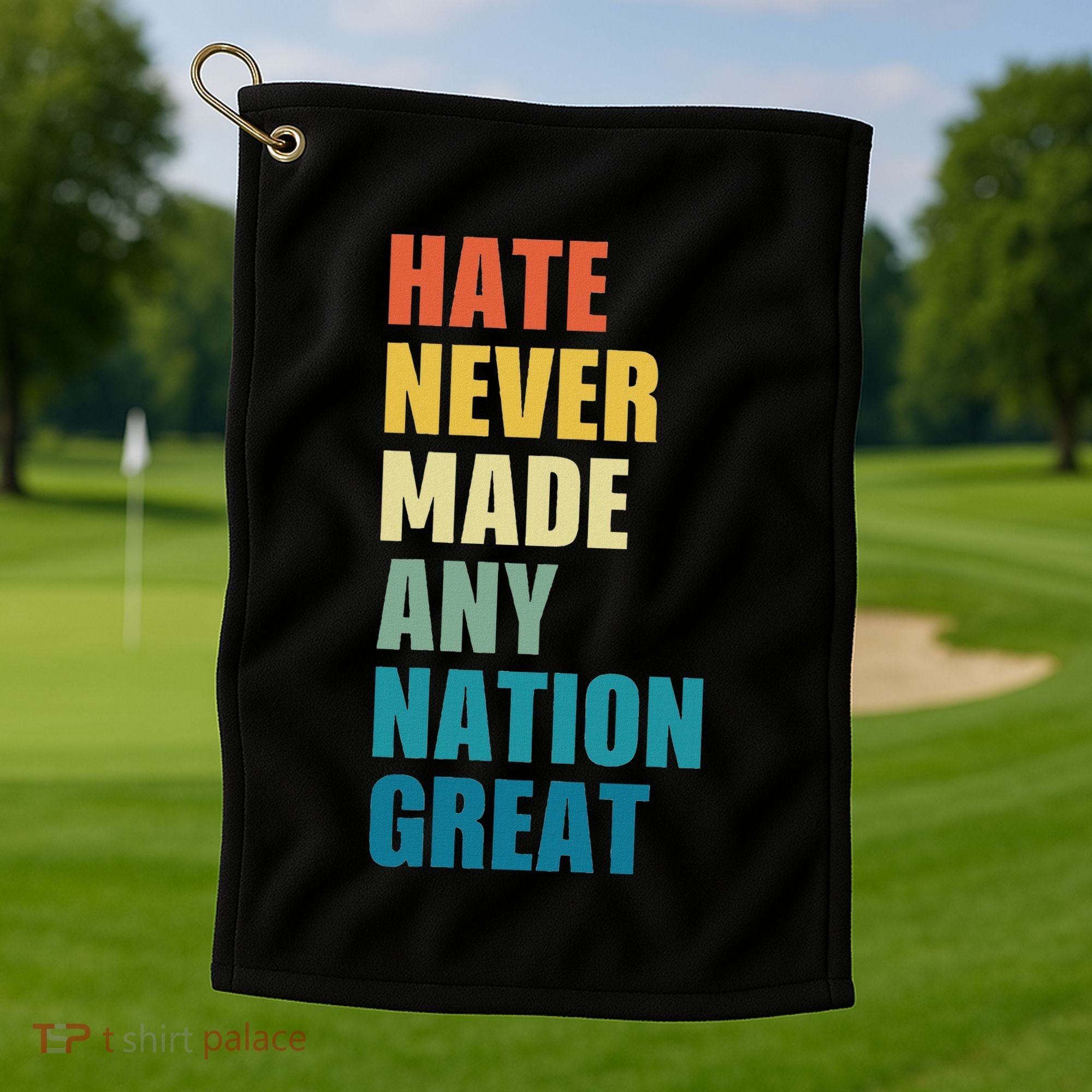 Hate Never Made Any Nation Great Anti Trump Election Golf Towel