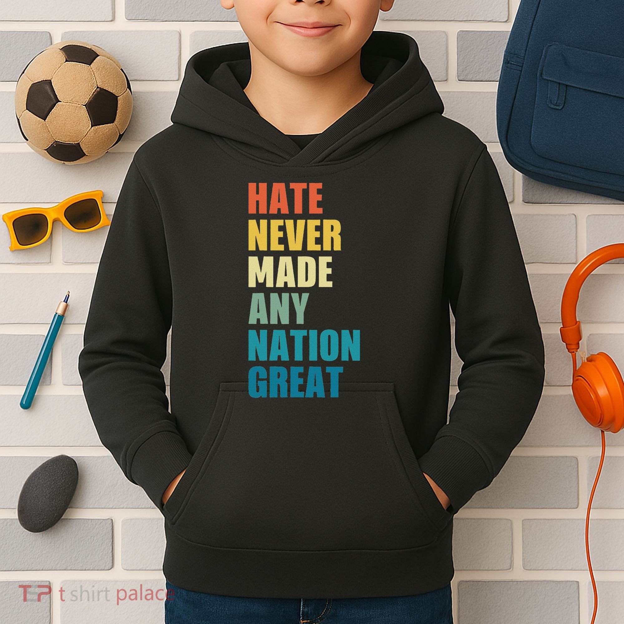 Hate Never Made Any Nation Great Anti Trump Election Kids Hoodie