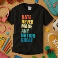 Hate Never Made Any Nation Great Anti Trump Election Kids T-Shirt thumb 3