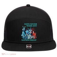 Hate Never Made Any Nation Great Peace Anti Trump 7 Panel Mesh Trucker Snapback Hat thumb 0