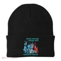 Hate Never Made Any Nation Great Peace Anti Trump Beanie thumb 0