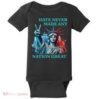 Hate Never Made Any Nation Great Peace Anti Trump Baby Bodysuit thumb 0