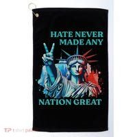 Hate Never Made Any Nation Great Peace Anti Trump Golf Towel thumb 0