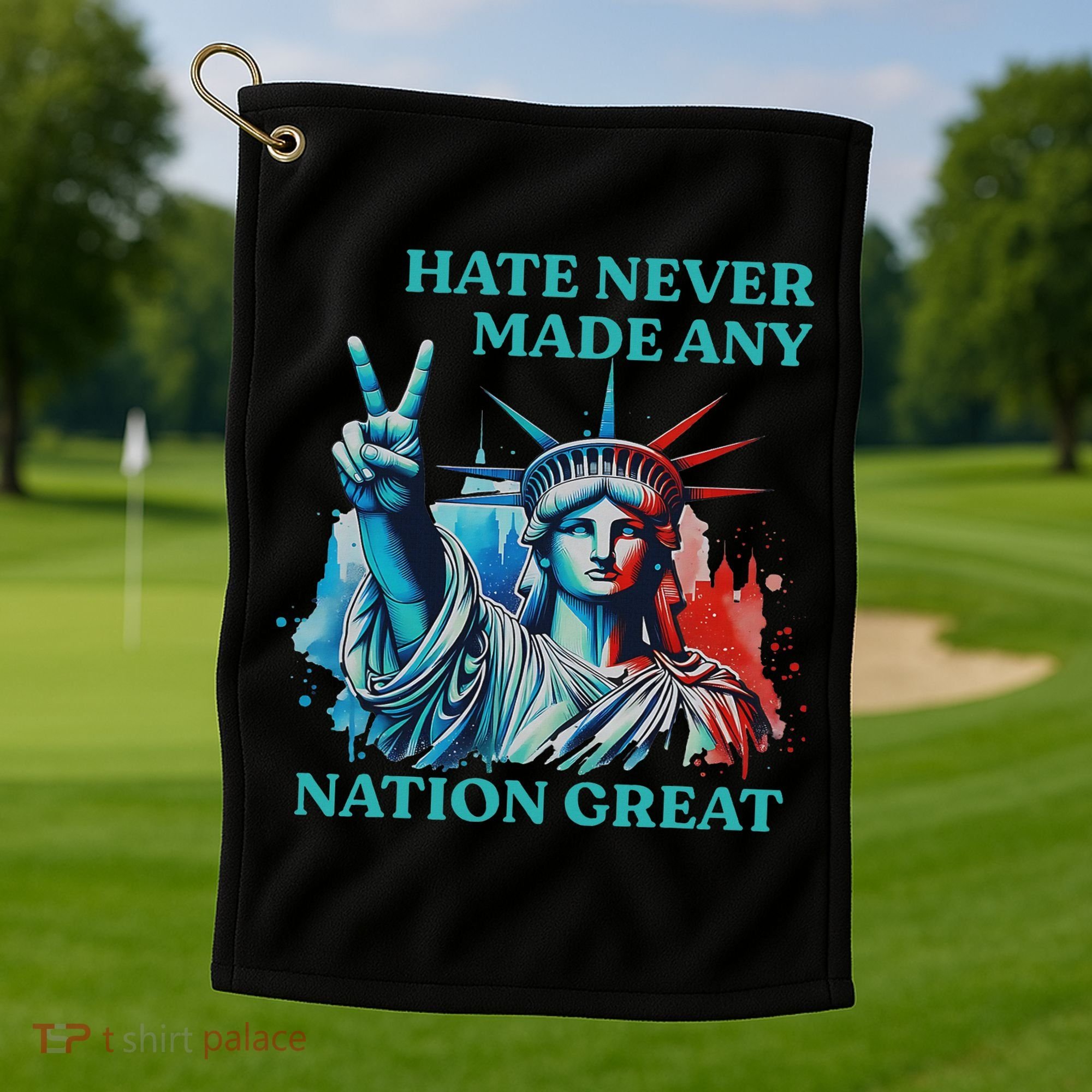 Hate Never Made Any Nation Great Peace Anti Trump Golf Towel