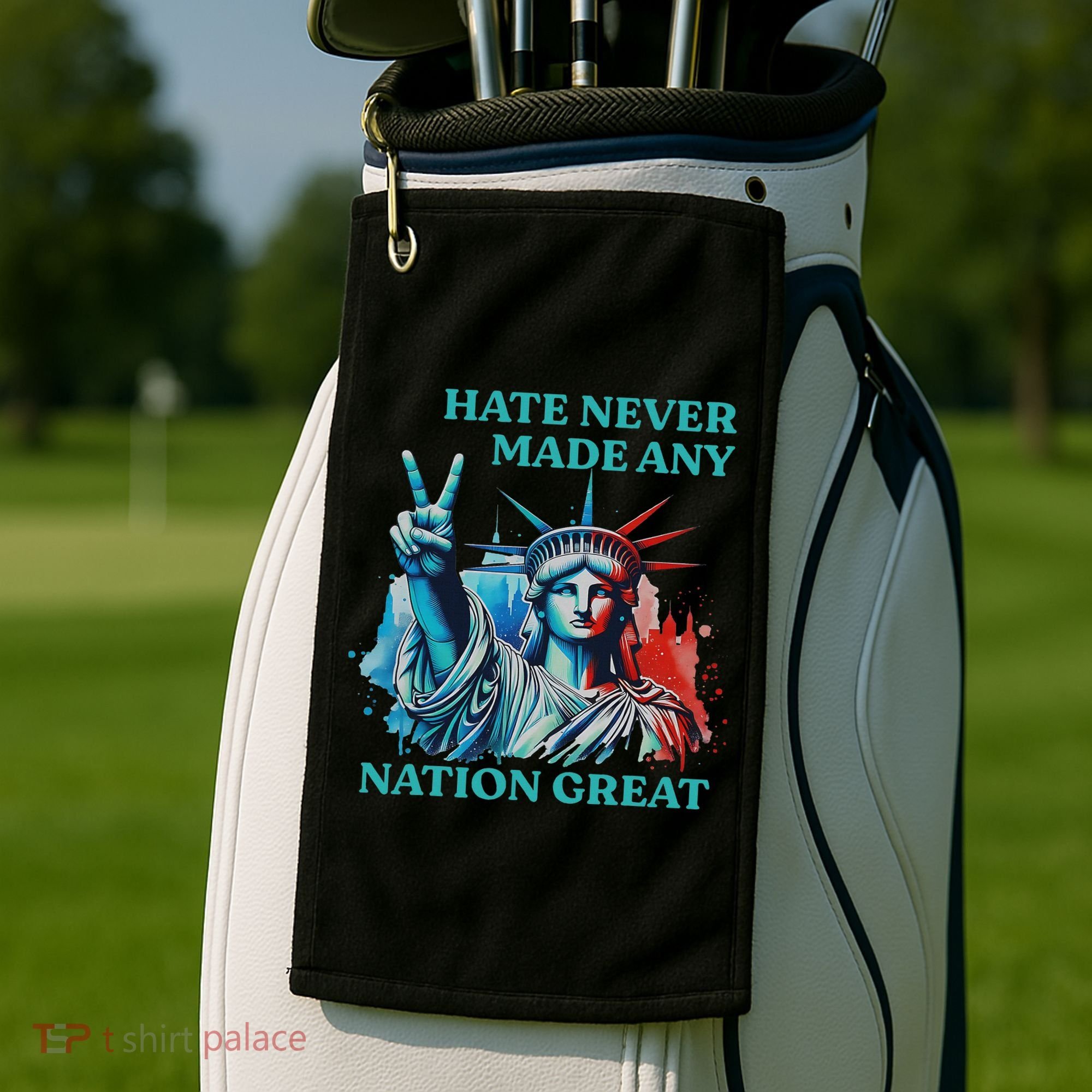 Hate Never Made Any Nation Great Peace Anti Trump Golf Towel