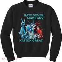 Hate Never Made Any Nation Great Peace Anti Trump Kids Sweatshirt thumb 0