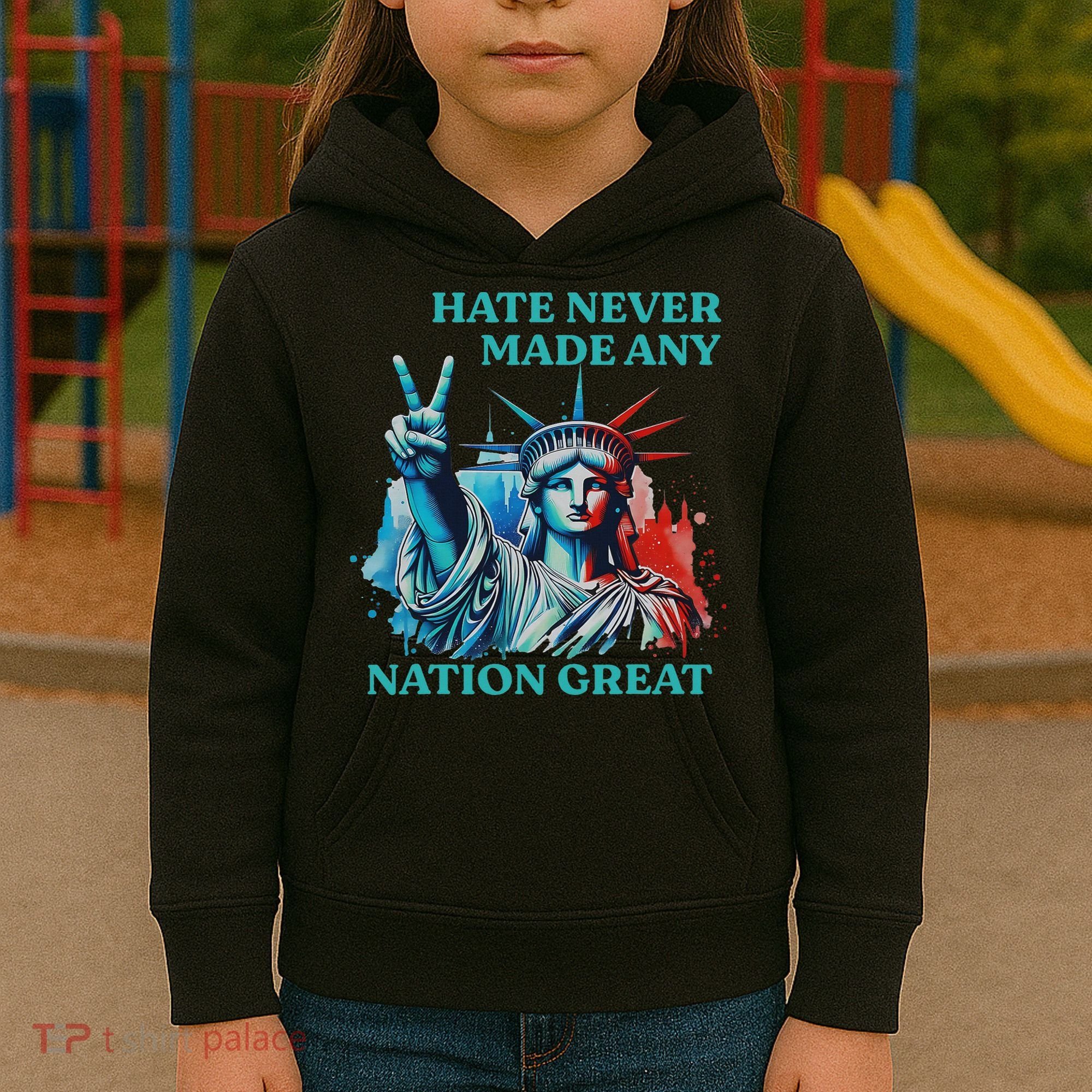Hate Never Made Any Nation Great Peace Anti Trump Kids Hoodie