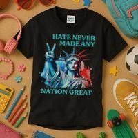 Hate Never Made Any Nation Great Peace Anti Trump Kids T-Shirt thumb 3