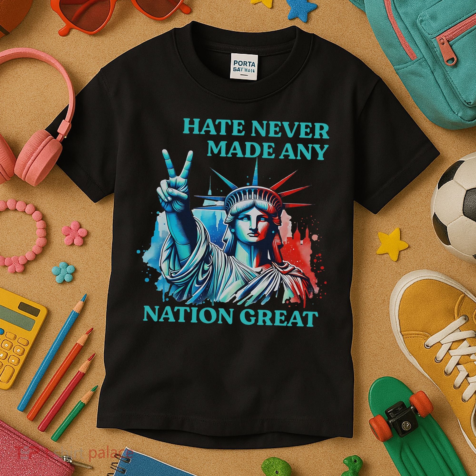 Hate Never Made Any Nation Great Peace Anti Trump Kids T-Shirt