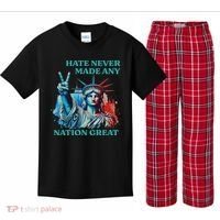 Hate Never Made Any Nation Great Peace Anti Trump Kids Plaid Pajama Set thumb 0
