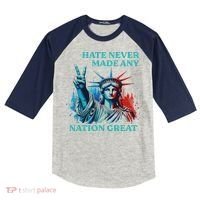 Hate Never Made Any Nation Great Peace Anti Trump Kids Colorblock Raglan Jersey thumb 0