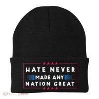 Hate Never Made Any Nation Great Funny Anti Trump Beanie thumb 0