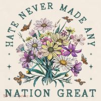 Hate Never Made Any Nation Great Floral Peace Garment-Dyed Women's Muscle Tee thumb 6