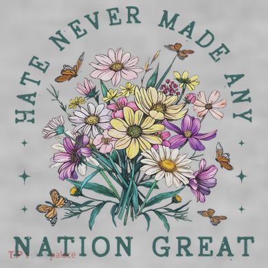 Hate Never Made Any Nation Great Floral Peace Ladies PosiCharge Tri-Blend Wicking Tank