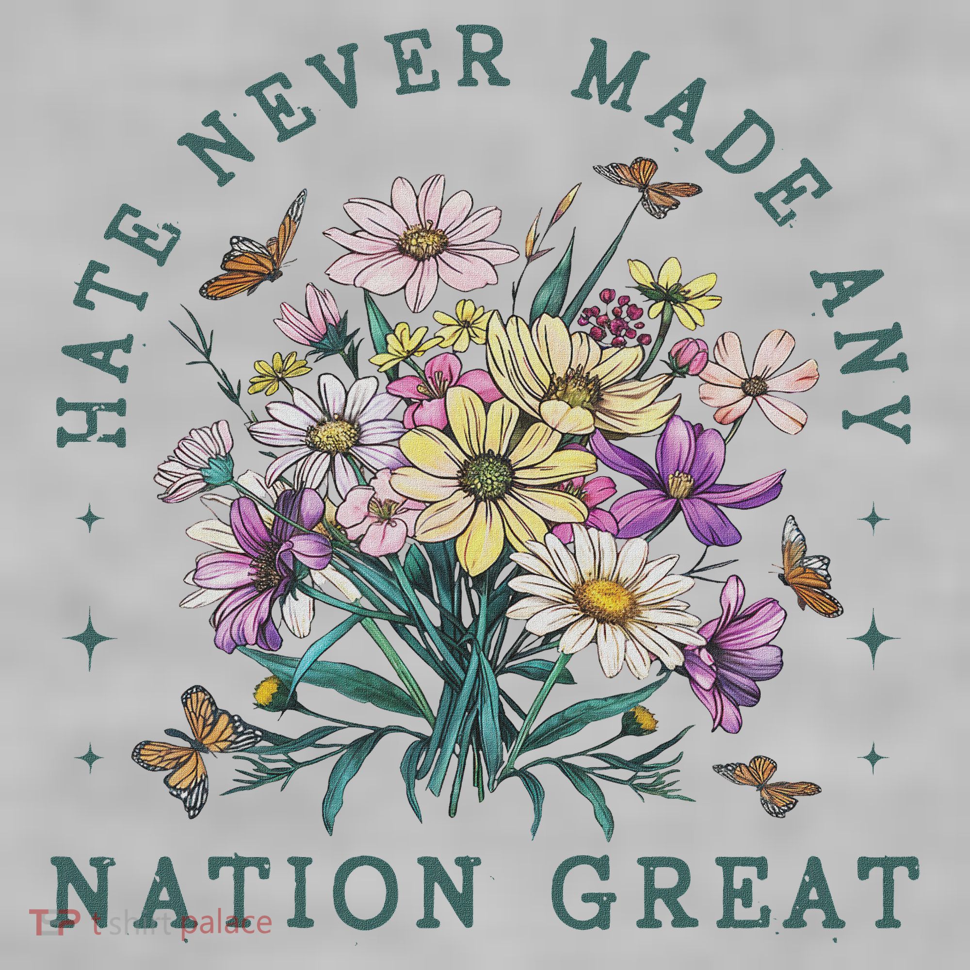 Hate Never Made Any Nation Great Floral Peace Ladies PosiCharge Tri-Blend Wicking Tank