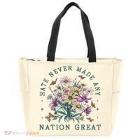 Hate Never Made Any Nation Great Floral Peace Tote Bag thumb 0