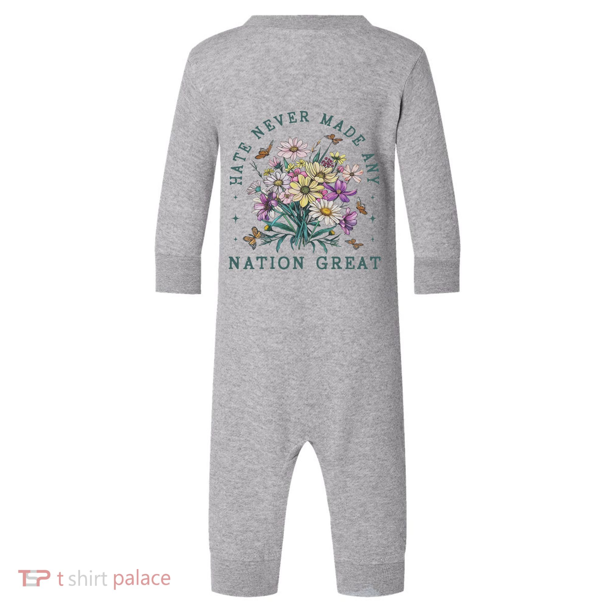 Hate Never Made Any Nation Great Floral Peace Infant Fleece One Piece