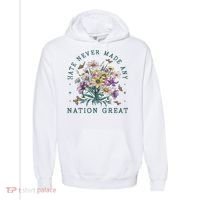 Hate Never Made Any Nation Great Floral Peace Comfort Colors Garment-Dyed Hooded Sweatshirt thumb 0