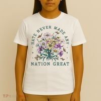 Hate Never Made Any Nation Great Floral Peace T-Shirt thumb 4