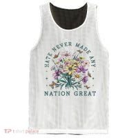 Hate Never Made Any Nation Great Floral Peace Mesh Reversible Basketball Jersey Tank thumb 0