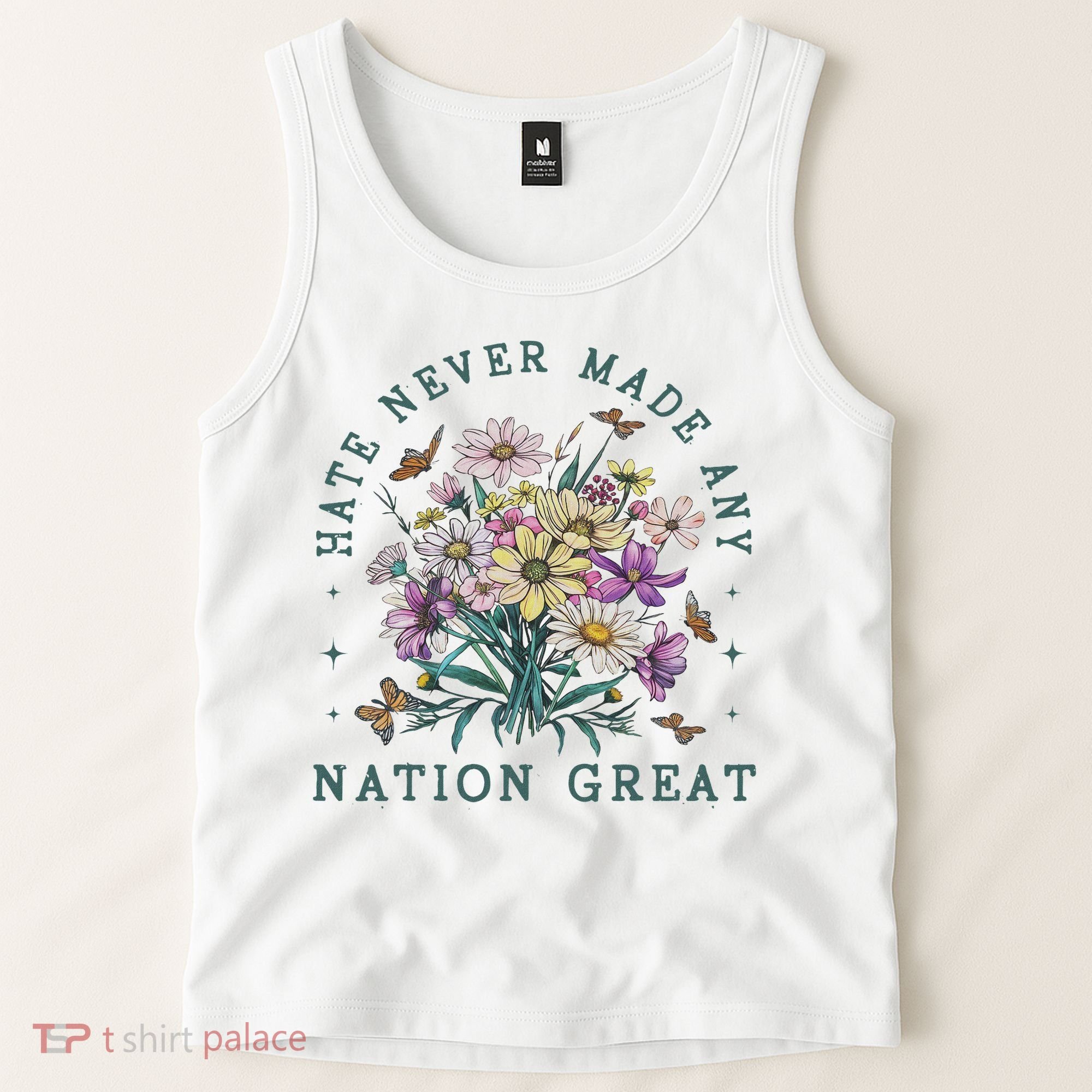 Hate Never Made Any Nation Great Floral Peace Tank Top