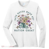 Hate Never Made Any Nation Great Floral Peace Women's Long Sleeve Shirt thumb 0