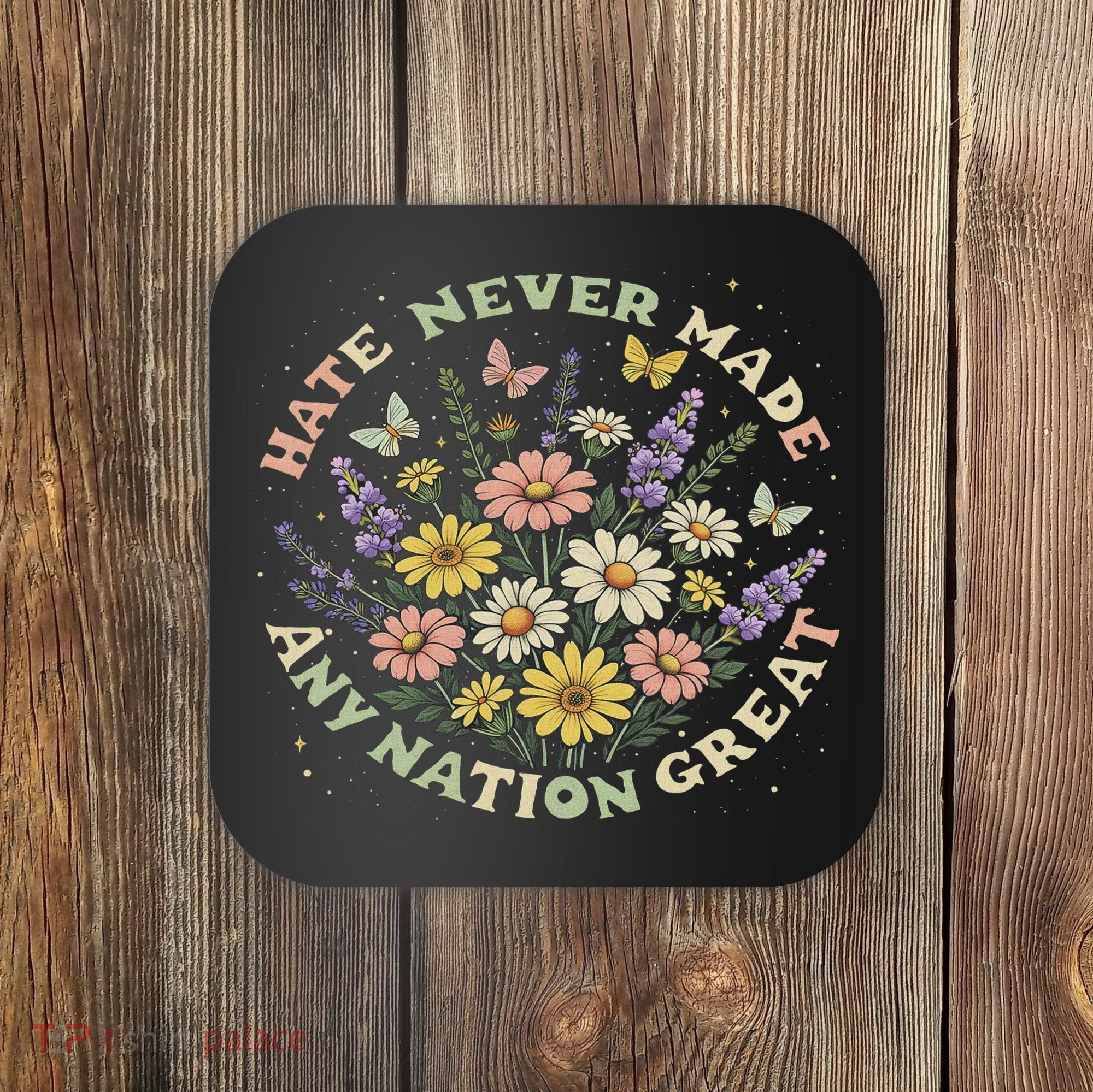 Hate Never Made Any Nation Great Floral Peace Floral Costume Coaster