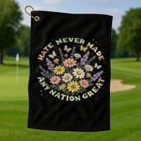 Hate Never Made Any Nation Great Floral Peace Floral Costume Golf Towel thumb 1