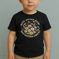 Hate Never Made Any Nation Great Floral Peace Floral Costume Toddler T-Shirt thumb 2