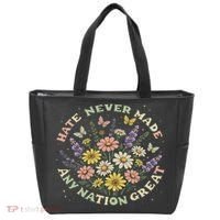 Hate Never Made Any Nation Great Floral Peace Floral Costume Tote Bag thumb 0