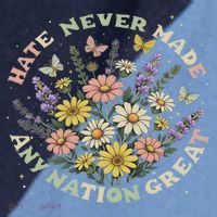 Hate Never Made Any Nation Great Floral Peace Floral Costume Raglan Baseball Sleeve Shirt thumb 2