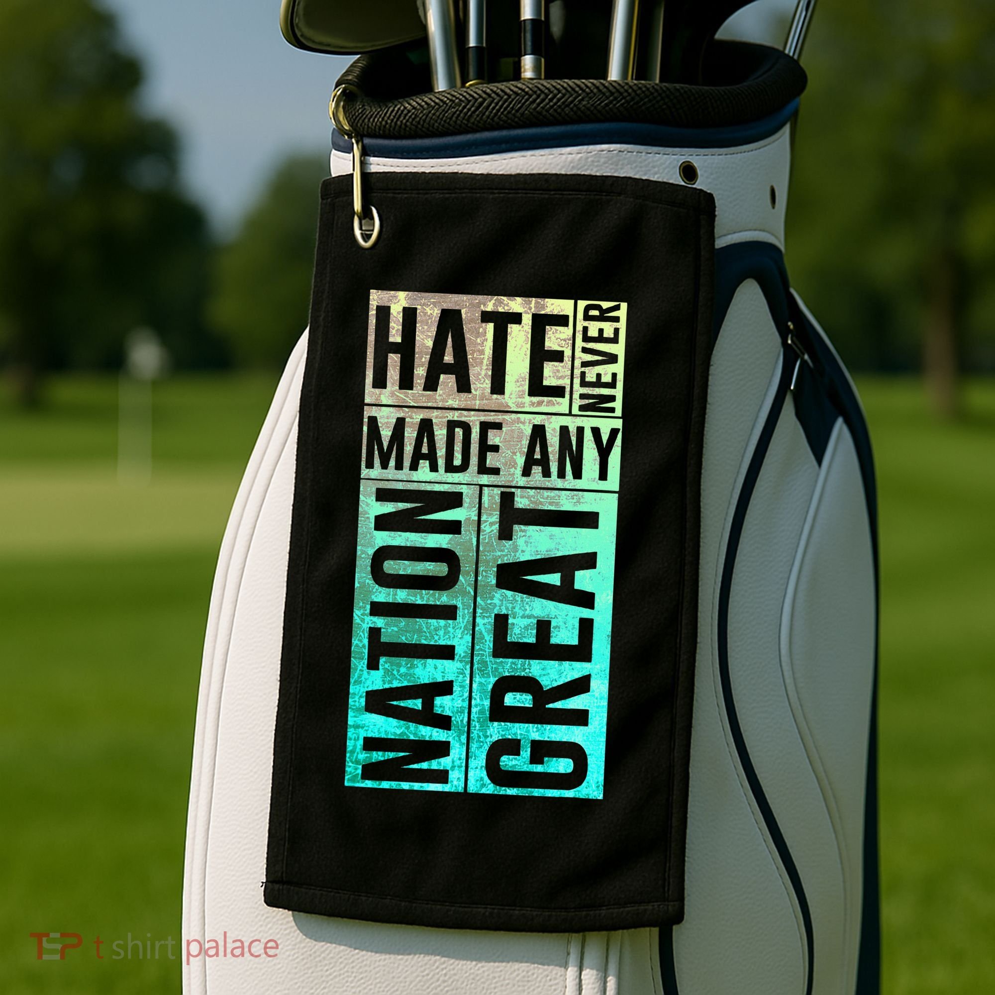 Hate Never Made Any Nation Great Political Protest Golf Towel