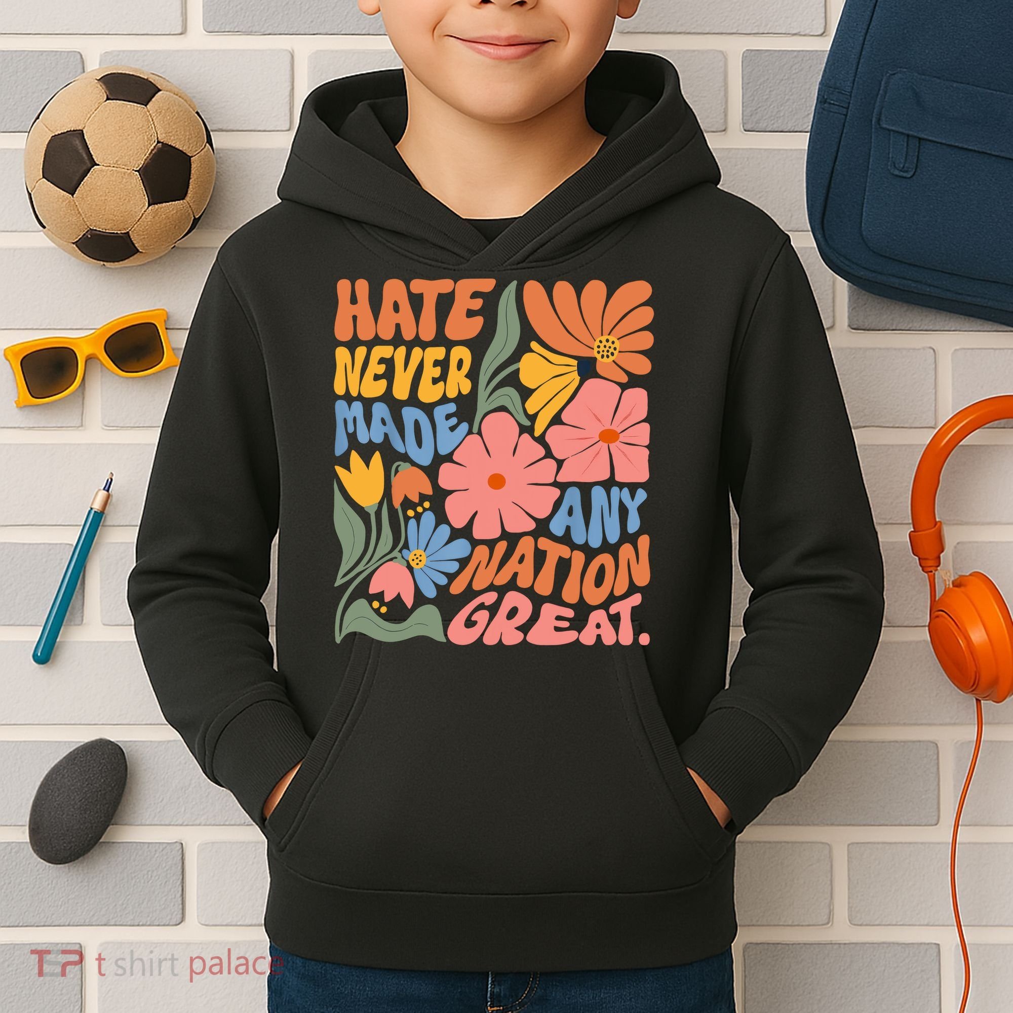 Hate Never Made Any Nation Great  Kids Hoodie