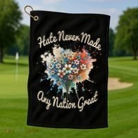 Hate Never Made Any Nation Great Funny Anti Trump 2025 Golf Towel thumb 1