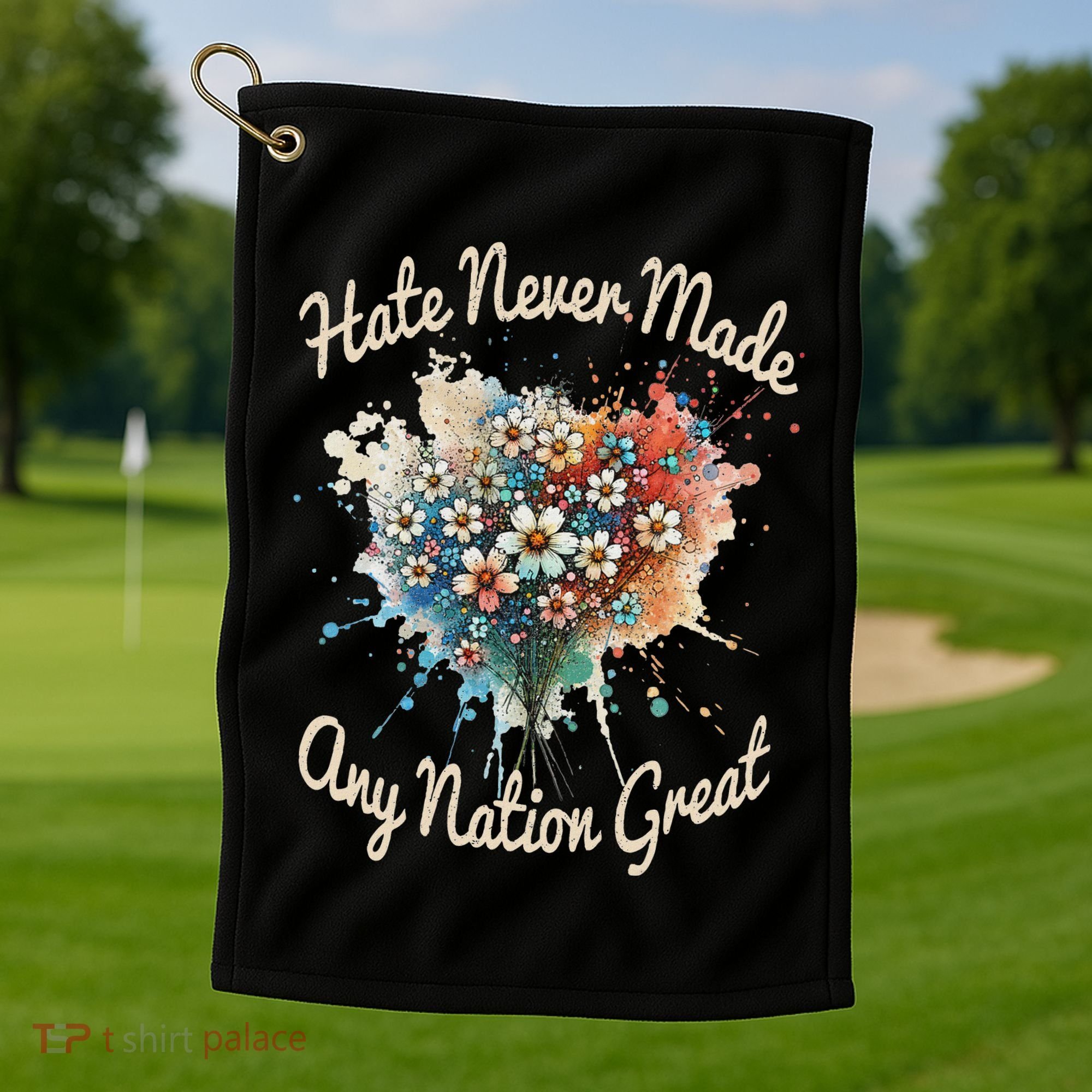 Hate Never Made Any Nation Great Funny Anti Trump 2025 Golf Towel